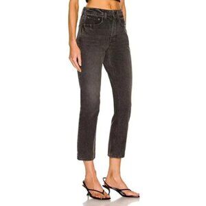 NWOT GRLFRND Karolina High Rise Straight Crop Black Gray Jeans 28